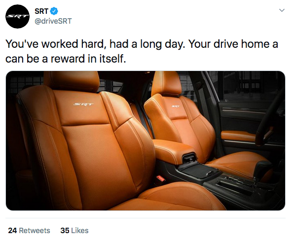 Image: Twitter post screenshot from the SRT brand page.